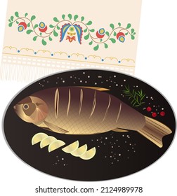 Czech Carp Dish Vector Isolated Illustration For Design