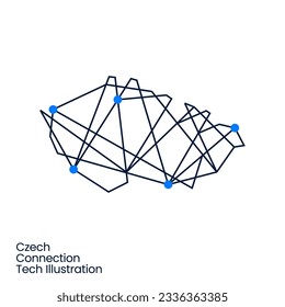 Tschechische Connection Tech Technology Geometric Polygonal Logo Vektorsymbol Illustration