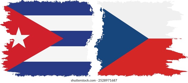 Conexión de banderas grunge checas y cubanas, Vector