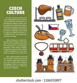 Czech Culture Symbols And Vector Prague Landmarks