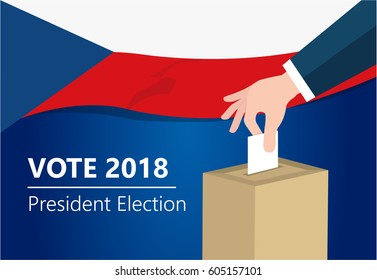 Czech democracy political process selecting president or parliament member with election and referendum freedom to vote vector illustration
