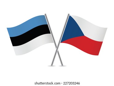 Czech and Estonian flags. Vector illustration.