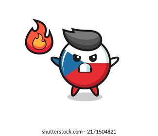 czech flag badge character cartoon with angry gesture , cute style design for t shirt, sticker, logo element