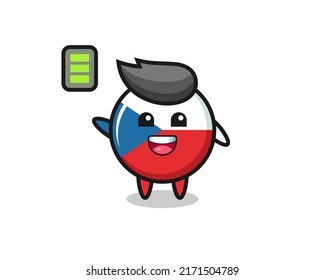 czech flag badge mascot character with energetic gesture , cute style design for t shirt, sticker, logo element