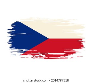 Czech flag brush grunge background. Vector illustration.