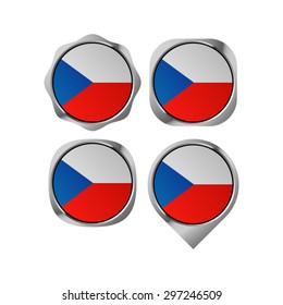 Czech flag button vector drawing