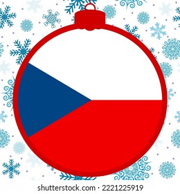Czech flag - Christmas ball. Happy New Year and Merry Christmas card. 