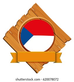 emblema de la bandera checa en el marco de madera