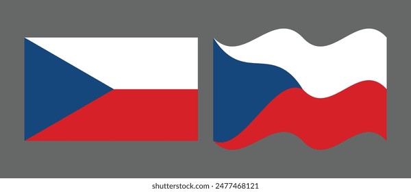 bandera checa Ilustración vectorial de concepto de ondear plana