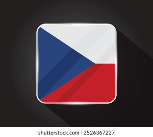 Ilustración de icono cuadrado brillante de bandera checa 