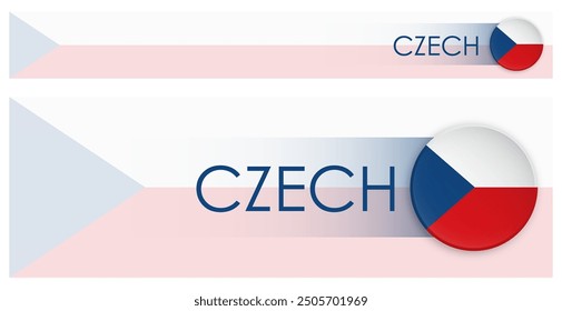 Bandera checa Anuncio de Web Horizontal en estilo neomorfismo moderno. Página web Botón de encabezado de país checo para aplicación móvil o sitio de Internet. Vector