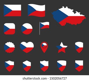 Czech flag icons set, symbols of the flag of Czechia