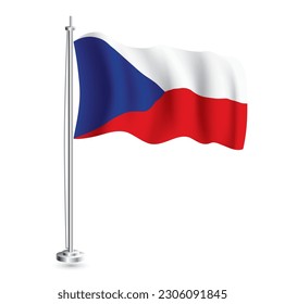 Tschechische Flagge. Einzeln realistische Wave Flag der Tschechischen Republik Land auf Flagpole. Vektorgrafik.