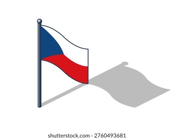 Czech flag isometric vector illustration with shadow Czech flag