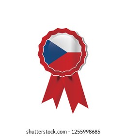 Czech flag medal vector design.  Realistic 3D red color