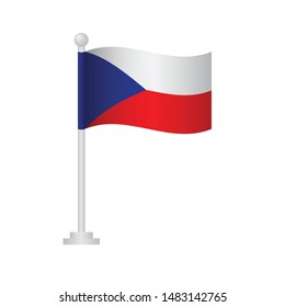 Czech    Flag. National Flag Of Czech   On Pole Vector 