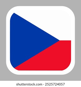 Czech flag square flat vector with rounded corners and white border, vector illustration