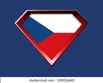 Czech flag in super hero shield