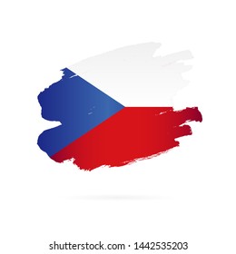 Czech flag. Vector illustration on white background. Brush strokes drawn by hand.