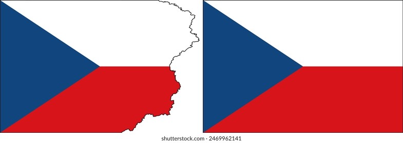 Czech Flag vector. Standard and with torn edges