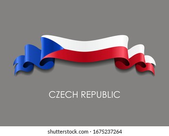 Czech Flag Wavy Ribbon Background. Vector Illustration.