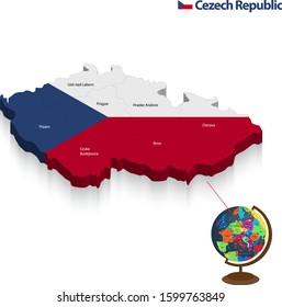 Czech flags map and illustration, Czech 3d vector map, vector design, map and vector illustration