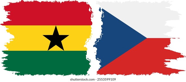 Czech and Ghana grunge flags connection, vector