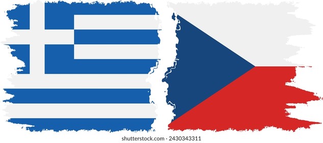 Banderas de grunge checo y griego conexión, vector