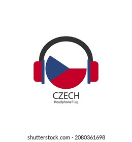 Czech headphone flag vector on white background. 