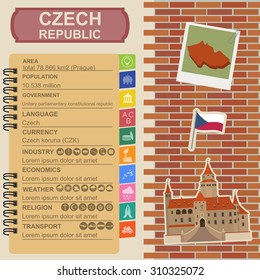Czech  infographics, statistical data, sights. Vector illustration