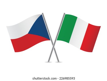 Czech and Italian flags. Vector illustration.