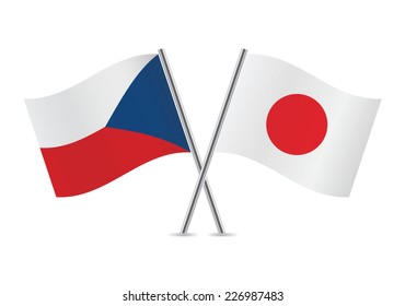 Czech and Japanese flags. Vector illustration.