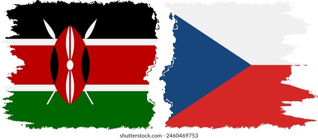 Czech and Kenya grunge flags connection, vector