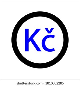 Czech Koruna coin monochrome black and white icon. Current currency symbol