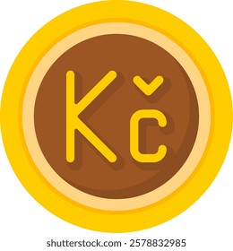 Czech Koruna Flat Style Icon Design