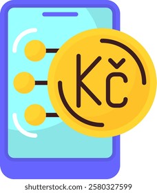 Czech Koruna Flat Style Icon Design