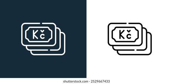 czech koruna icon isolated on white and black colors. czech koruna outline linear vector icon from czech rlic collection for mobile apps, web and ui.