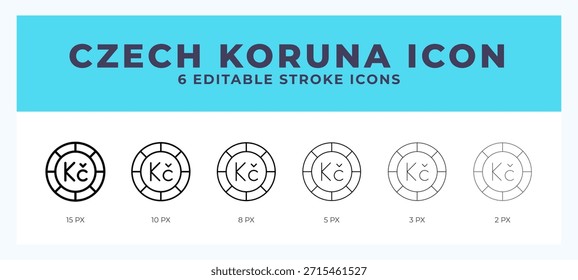 Czech koruna icon vector for web. And mobile app. Editable stroke outline icon.