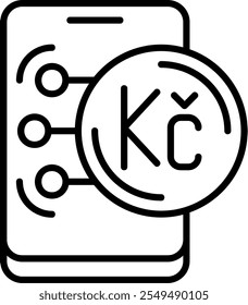 Czech Koruna Note Outline Style Icon Design