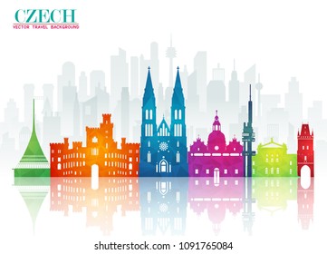 Czech Landmark Global Travel And Journey paper background. Vector Design Template.used for your advertisement, book, banner, template, travel business or presentation.