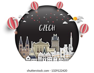 CZECH Landmark Global Travel And Journey paper background. Vector Design Template.used for your advertisement, book, banner, template, travel business or presentation.