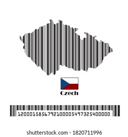 Indicador de mapa checo hecho código de barras, ilustración vectorial.