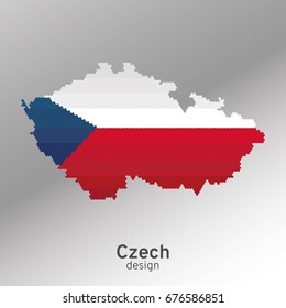Czech map and flag. Vector Colorful hexagon illustration.