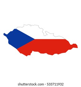Czech map and flag in white background