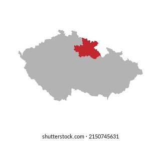 Czech map with Hradec Kralove region highlight