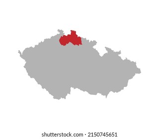 Mapa checo con resaltado rojo de la región de Liberec