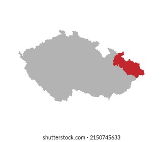 Czech map with Moravian Silesian region highlight