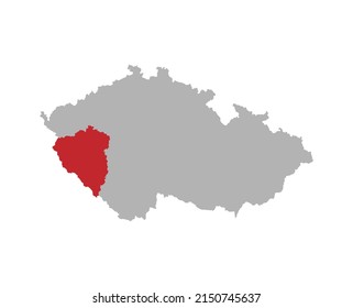 Czech map with Plzen region red highlight
