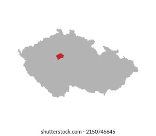 Mapa checo con resaltado rojo de la región de Praga