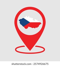 Czech map with a red location map pin icon, featuring the map of Czech in an isolated design. Perfect for business, travel, and location-based projects